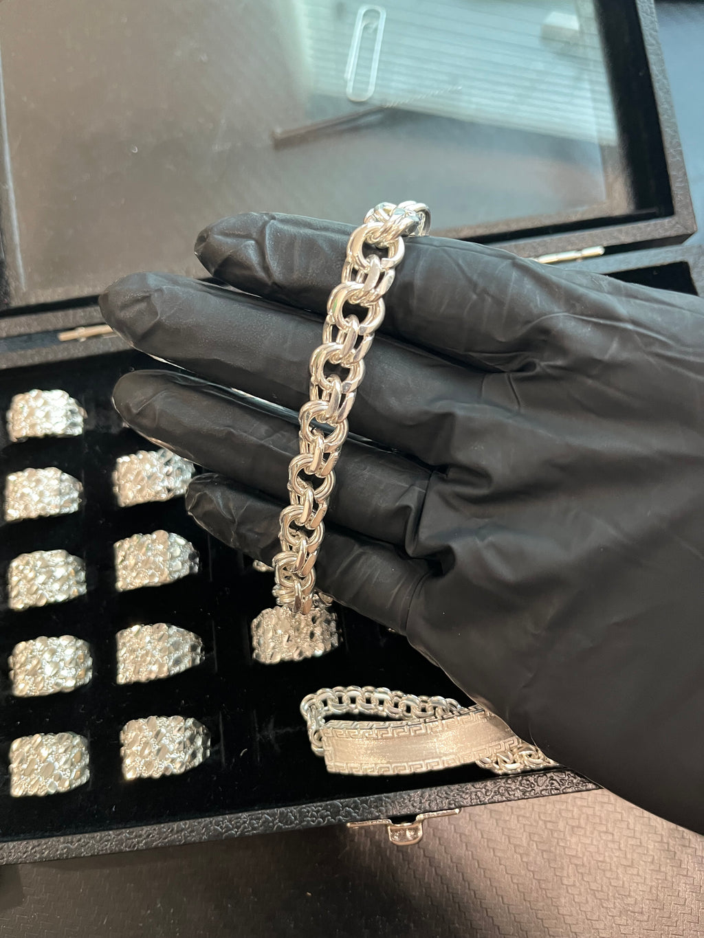 925 silver chino link bracelet with greek style id